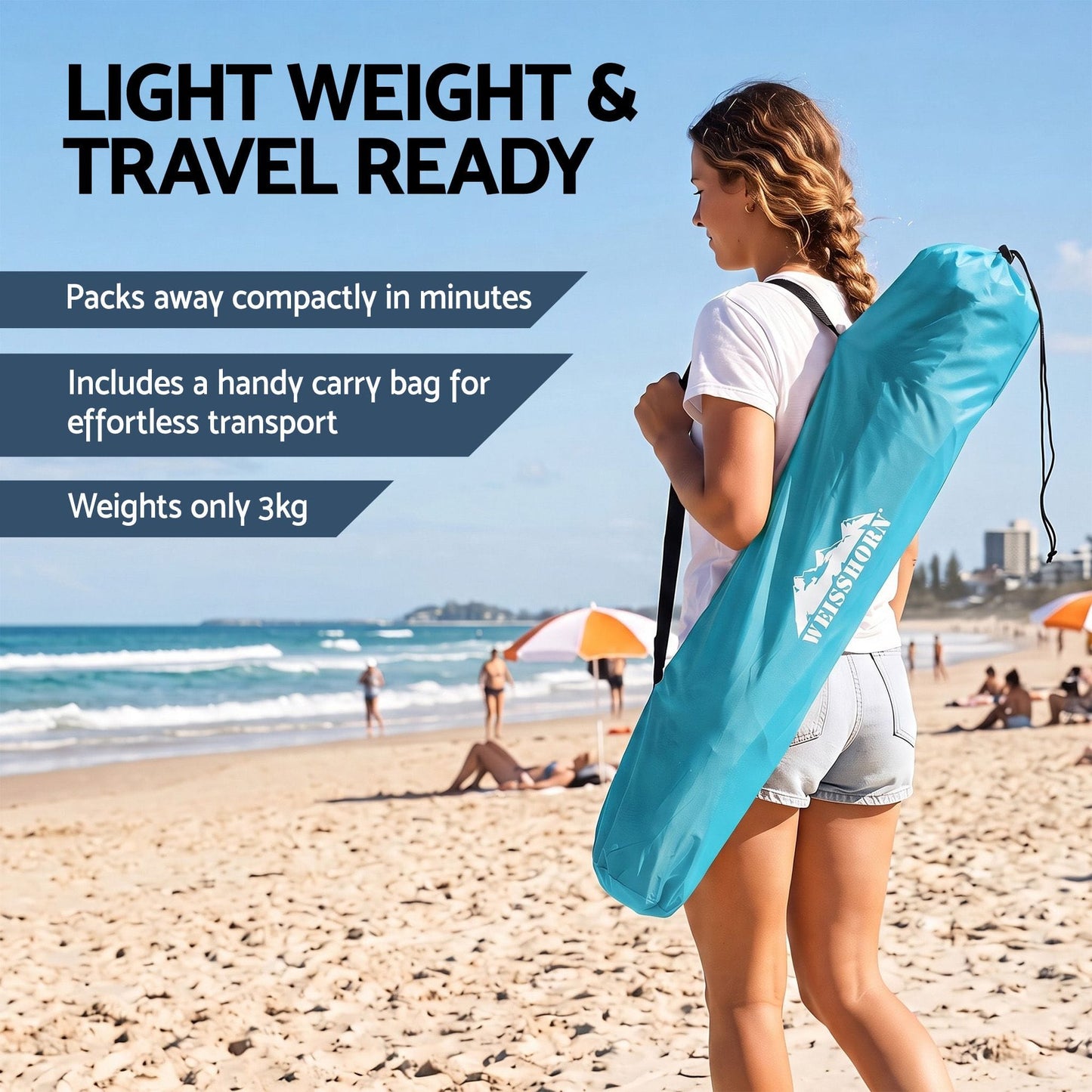 Alona.com.au Outdoor Recreation > Camping > Tents Weisshorn Beach Tent 3-4 Person Pop Up Sun Shade UPF 50 Automatic Outdoor Blue