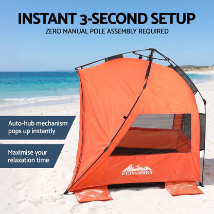Alona.com.au Outdoor Recreation > Camping > Tents Weisshorn Beach Tent 3-4 Person Pop Up Sun Shade UPF 50 Automatic Outdoor Orange