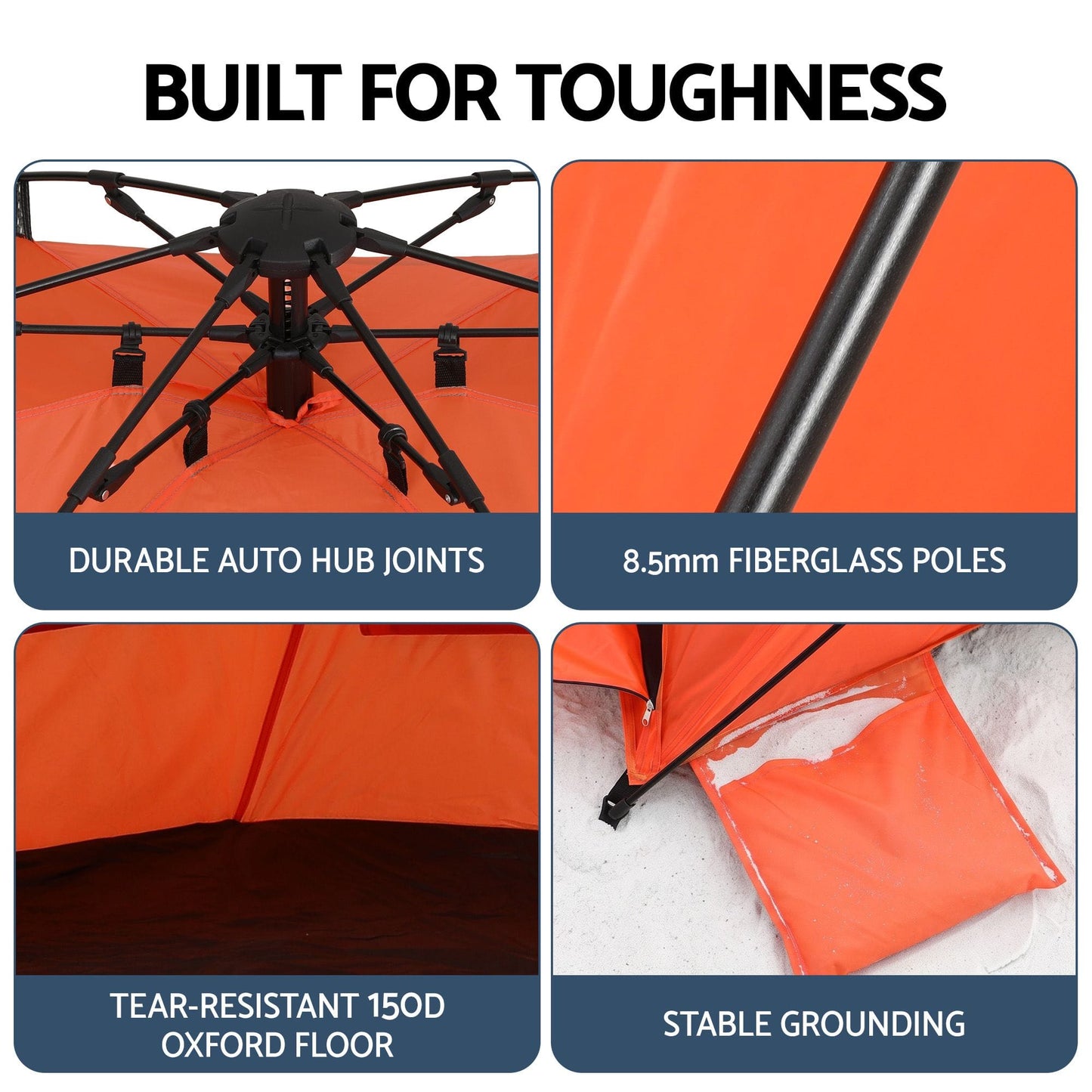 Alona.com.au Outdoor Recreation > Camping > Tents Weisshorn Beach Tent 3-4 Person Pop Up Sun Shade UPF 50 Automatic Outdoor Orange