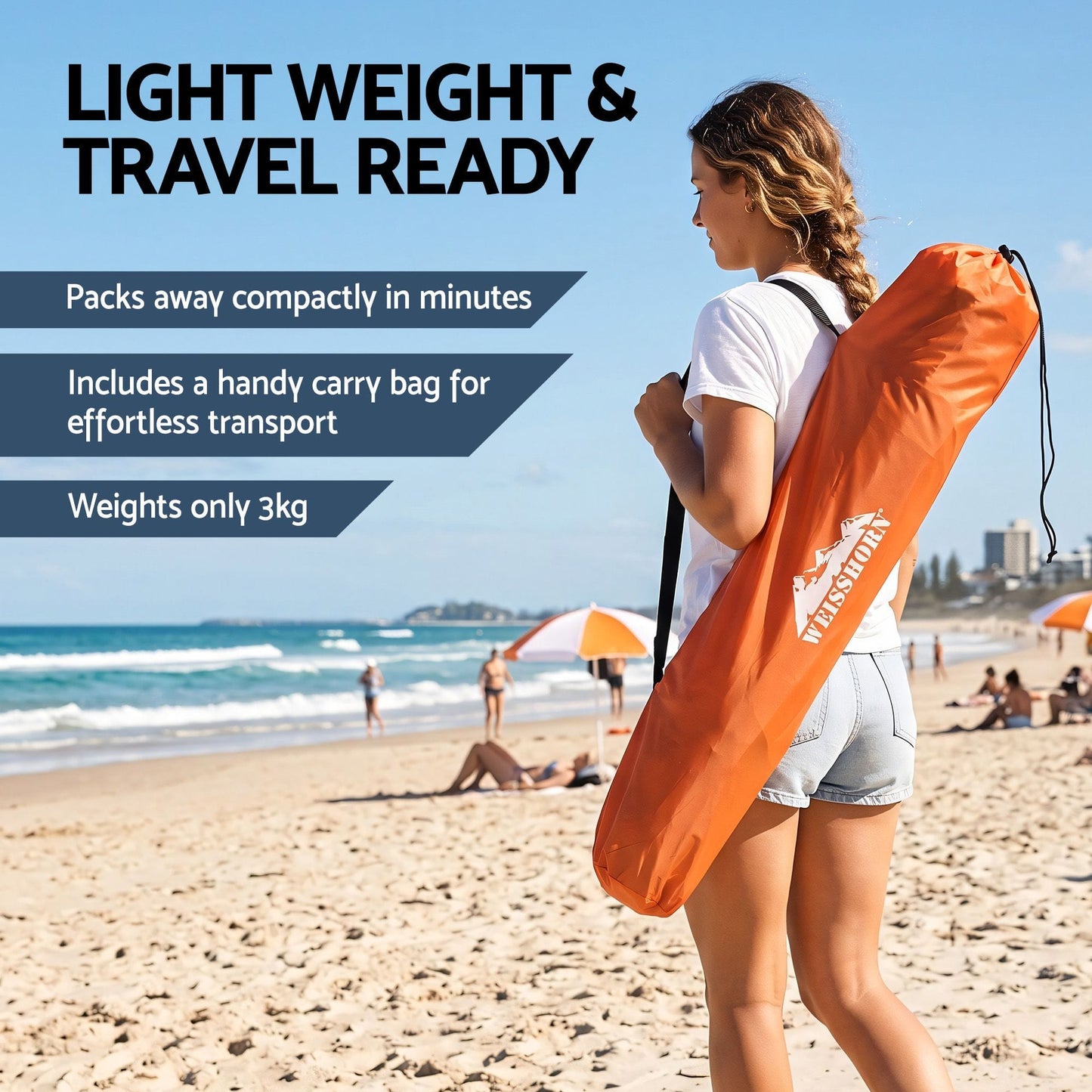 Alona.com.au Outdoor Recreation > Camping > Tents Weisshorn Beach Tent 3-4 Person Pop Up Sun Shade UPF 50 Automatic Outdoor Orange
