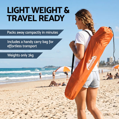 Alona.com.au Outdoor Recreation > Camping > Tents Weisshorn Beach Tent 3-4 Person Pop Up Sun Shade UPF 50 Automatic Outdoor Orange