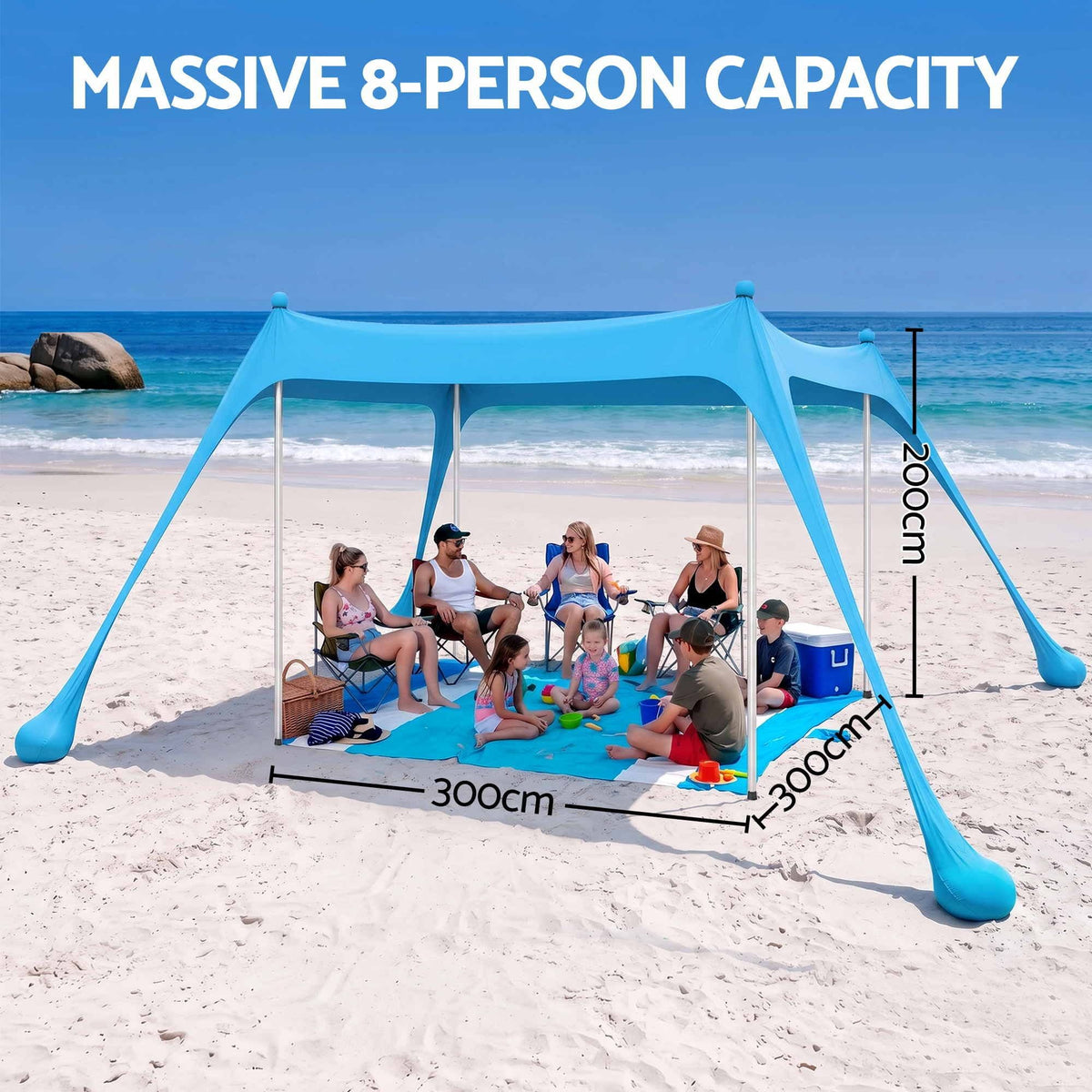 Alona.com.au Outdoor Recreation > Camping > Tents Weisshorn Beach Tent Sun Shelter UPF 50+ Shade 3x3m for 8 Person Outdoor