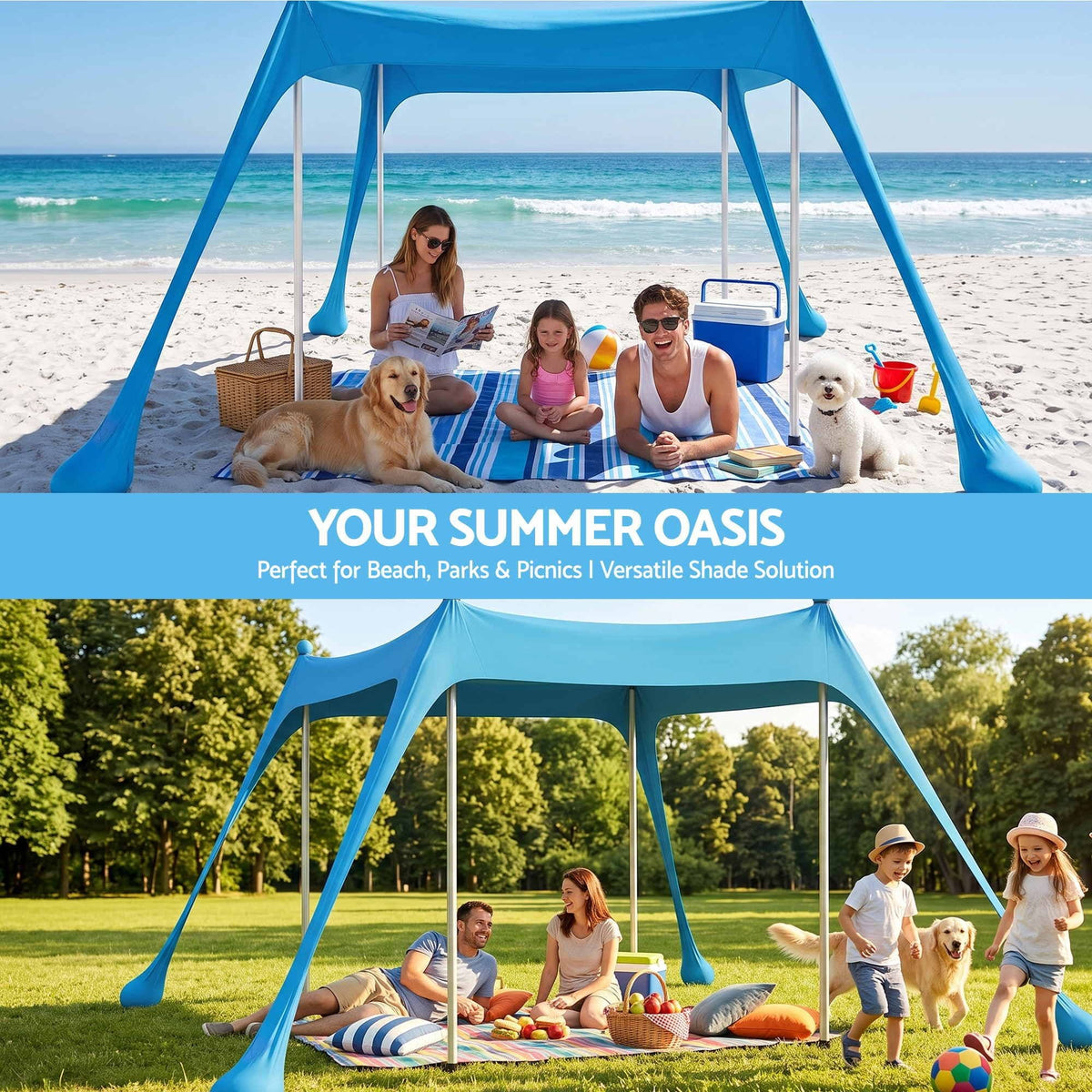 Alona.com.au Outdoor Recreation > Camping > Tents Weisshorn Beach Tent Sun Shelter UPF 50+ Shade 3x3m for 8 Person Outdoor