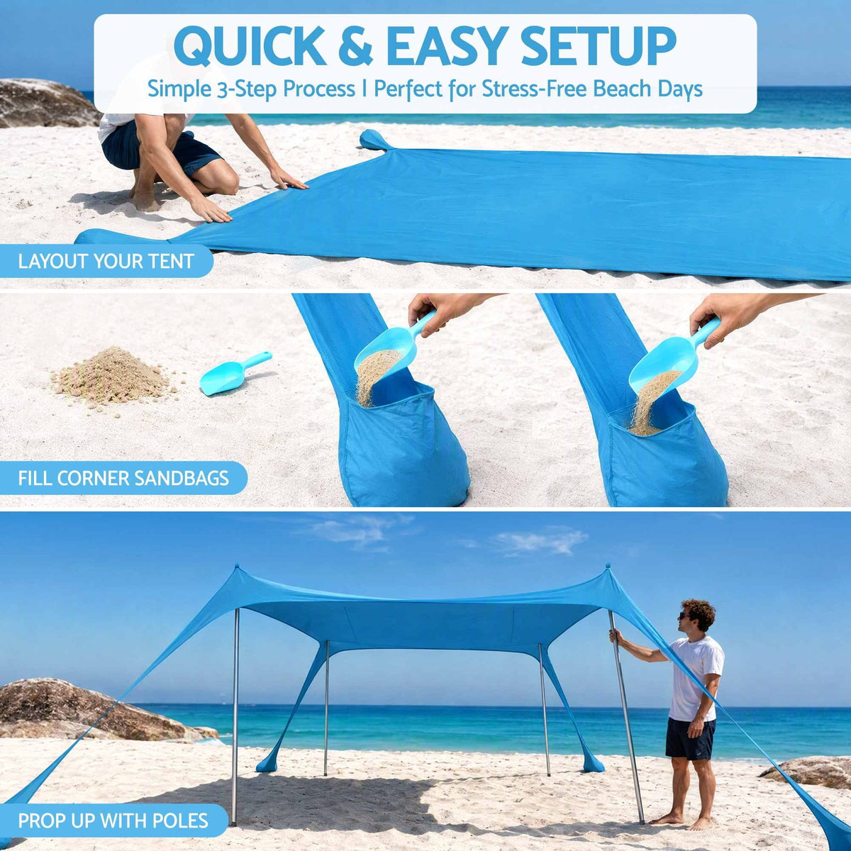 Alona.com.au Outdoor Recreation > Camping > Tents Weisshorn Beach Tent Sun Shelter UPF 50+ Shade 3x3m for 8 Person Outdoor