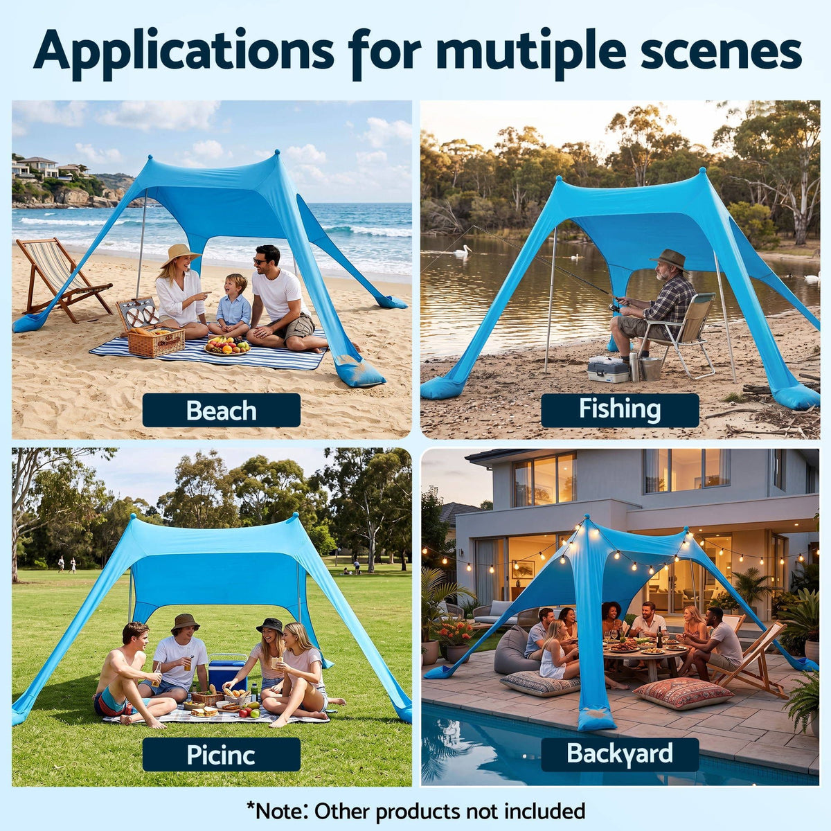 Alona.com.au Outdoor Recreation > Camping > Tents Weisshorn Camping Tent Beach Tent Canopy Sun Shelter Portable Blue