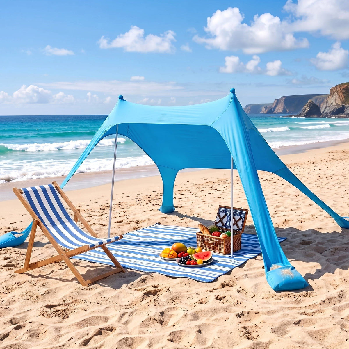 Alona.com.au Outdoor Recreation > Camping > Tents Weisshorn Camping Tent Beach Tent Canopy Sun Shelter Portable Blue