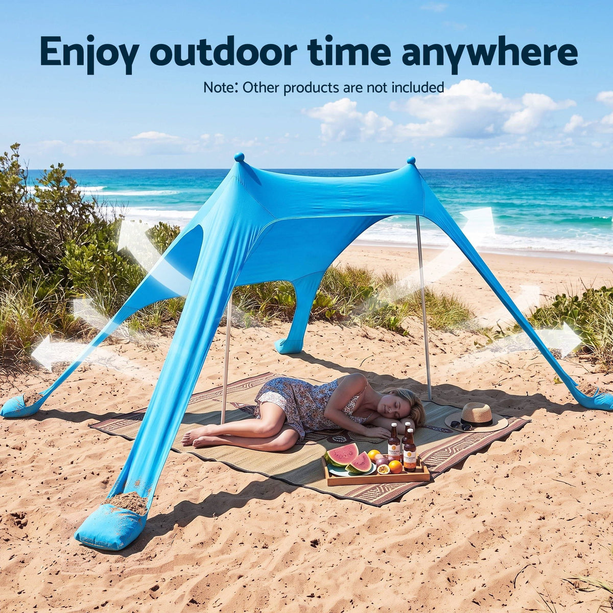 Alona.com.au Outdoor Recreation > Camping > Tents Weisshorn Camping Tent Beach Tent Canopy Sun Shelter Portable Blue