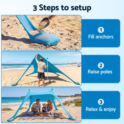 Alona.com.au Outdoor Recreation > Camping > Tents Weisshorn Camping Tent Beach Tent Canopy Sun Shelter Portable Blue