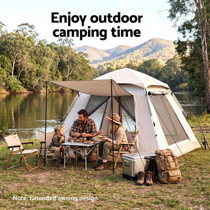 Alona.com.au Outdoor Recreation > Camping > Tents Weisshorn Camping Tent Family Shelter 210D Oxford Fabric Awning 210cm Khaki