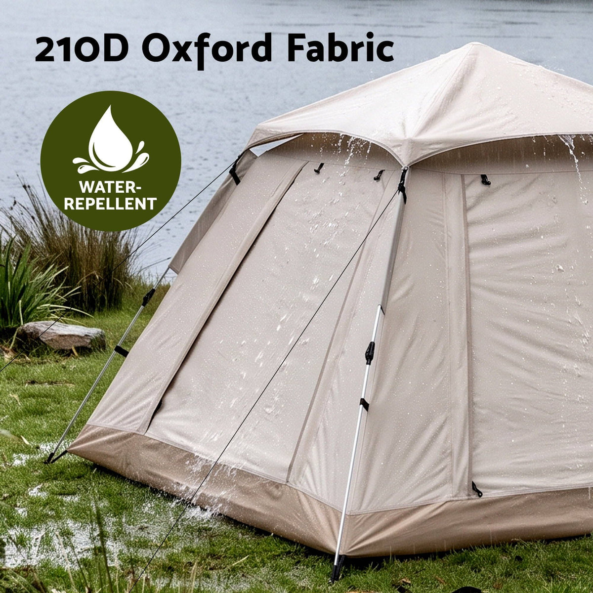 Alona.com.au Outdoor Recreation > Camping > Tents Weisshorn Camping Tent Family Shelter 210D Oxford Fabric Awning 210cm Khaki