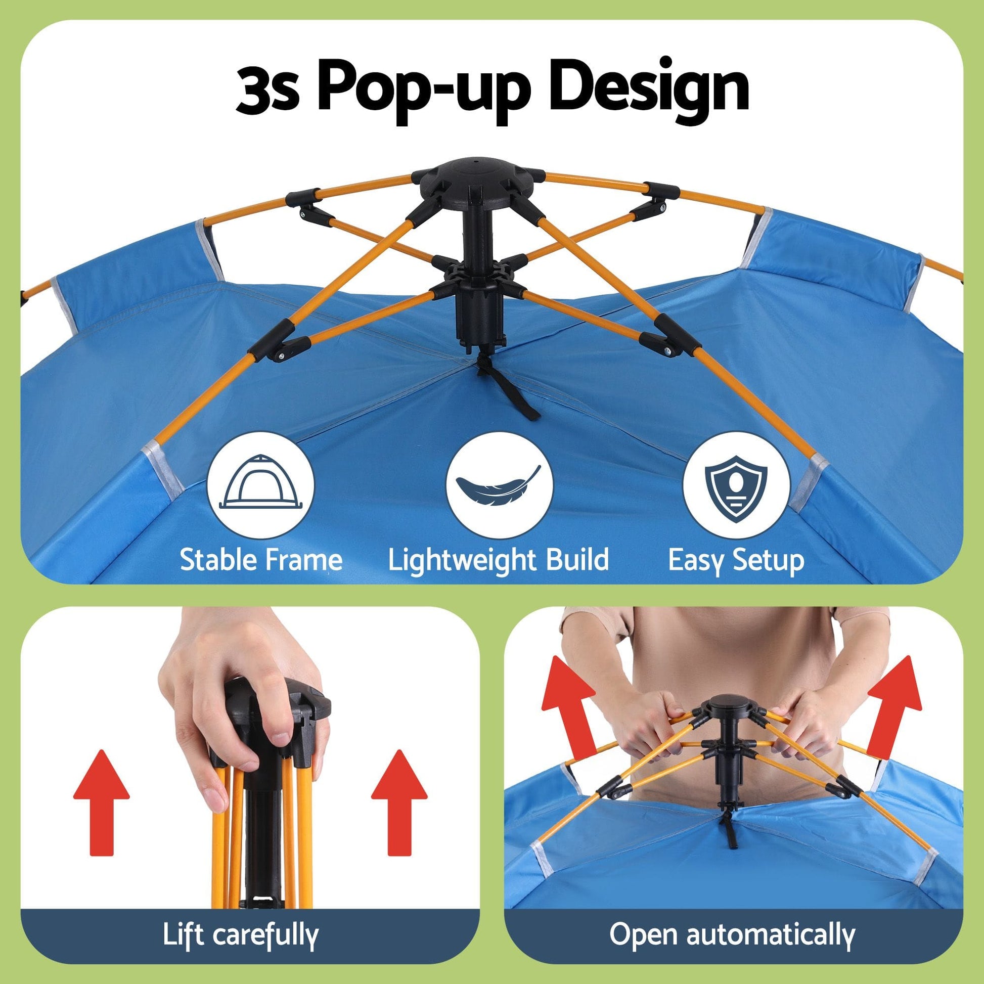 Alona.com.au Outdoor Recreation > Camping > Tents Weisshorn Camping Tent Instant Tent Pop up 2 Person Outdoor Hiking Tents Hiking Blue