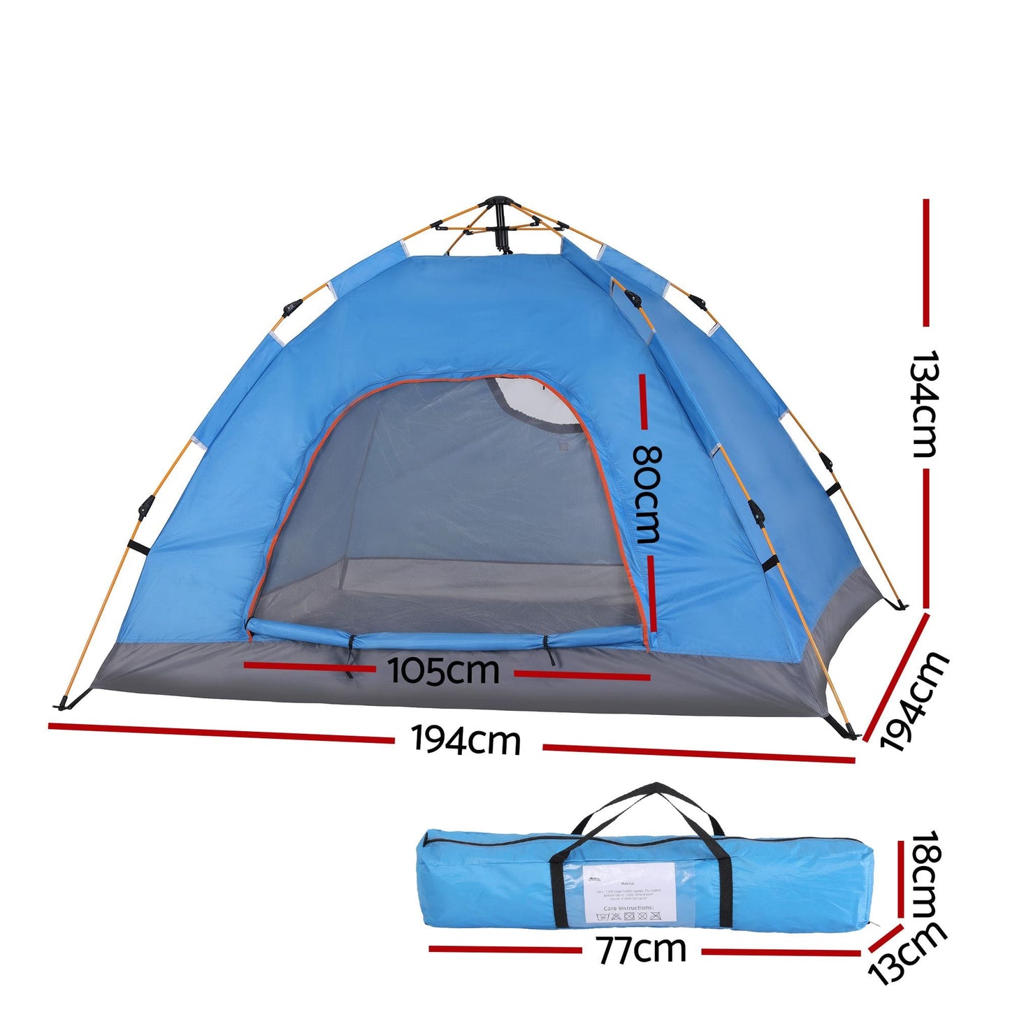 Alona.com.au Outdoor Recreation > Camping > Tents Weisshorn Camping Tent Instant Tent Pop up 2 Person Outdoor Hiking Tents Hiking Blue