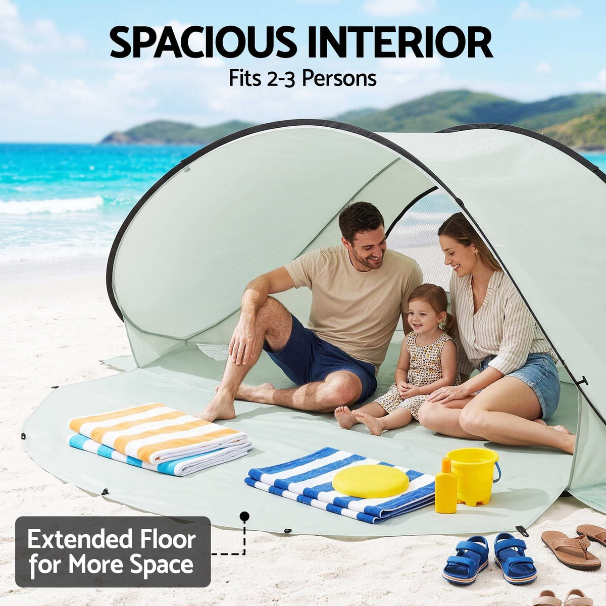 Alona.com.au Outdoor Recreation > Camping > Tents Weisshorn Pop Up Beach Tent UPF 50+ Sun Shade Shelter 2-3 Person Camping