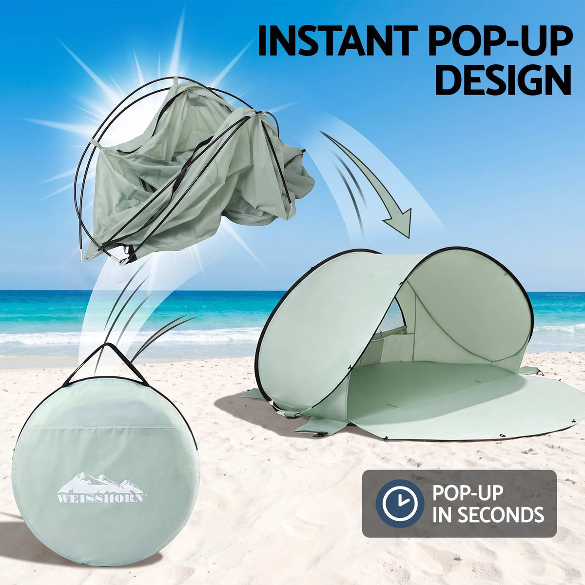 Alona.com.au Outdoor Recreation > Camping > Tents Weisshorn Pop Up Beach Tent UPF 50+ Sun Shade Shelter 2-3 Person Camping
