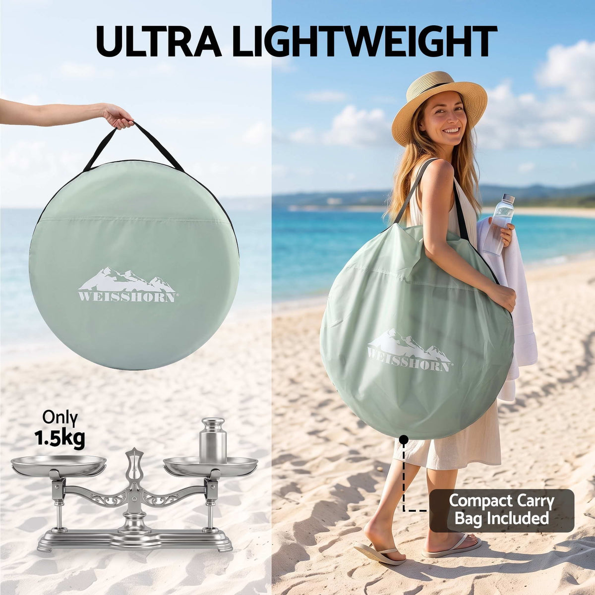 Alona.com.au Outdoor Recreation > Camping > Tents Weisshorn Pop Up Beach Tent UPF 50+ Sun Shade Shelter 2-3 Person Camping