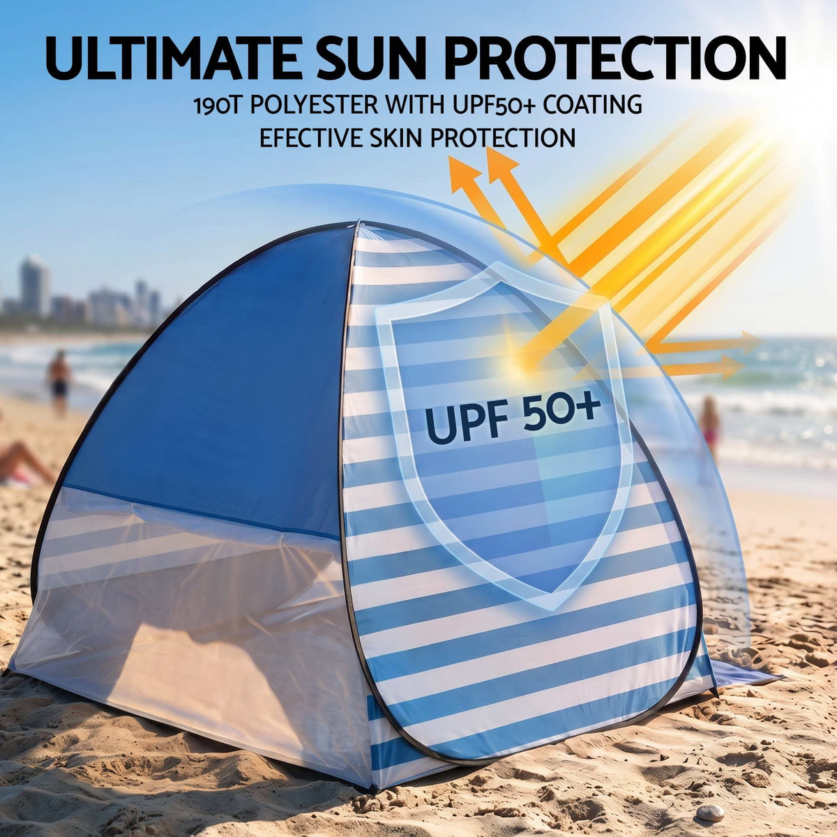 Alona.com.au Outdoor Recreation > Camping > Tents Weisshorn Pop Up Beach Tent UPF50+ Sun Shade 2-3 Person Lightweight