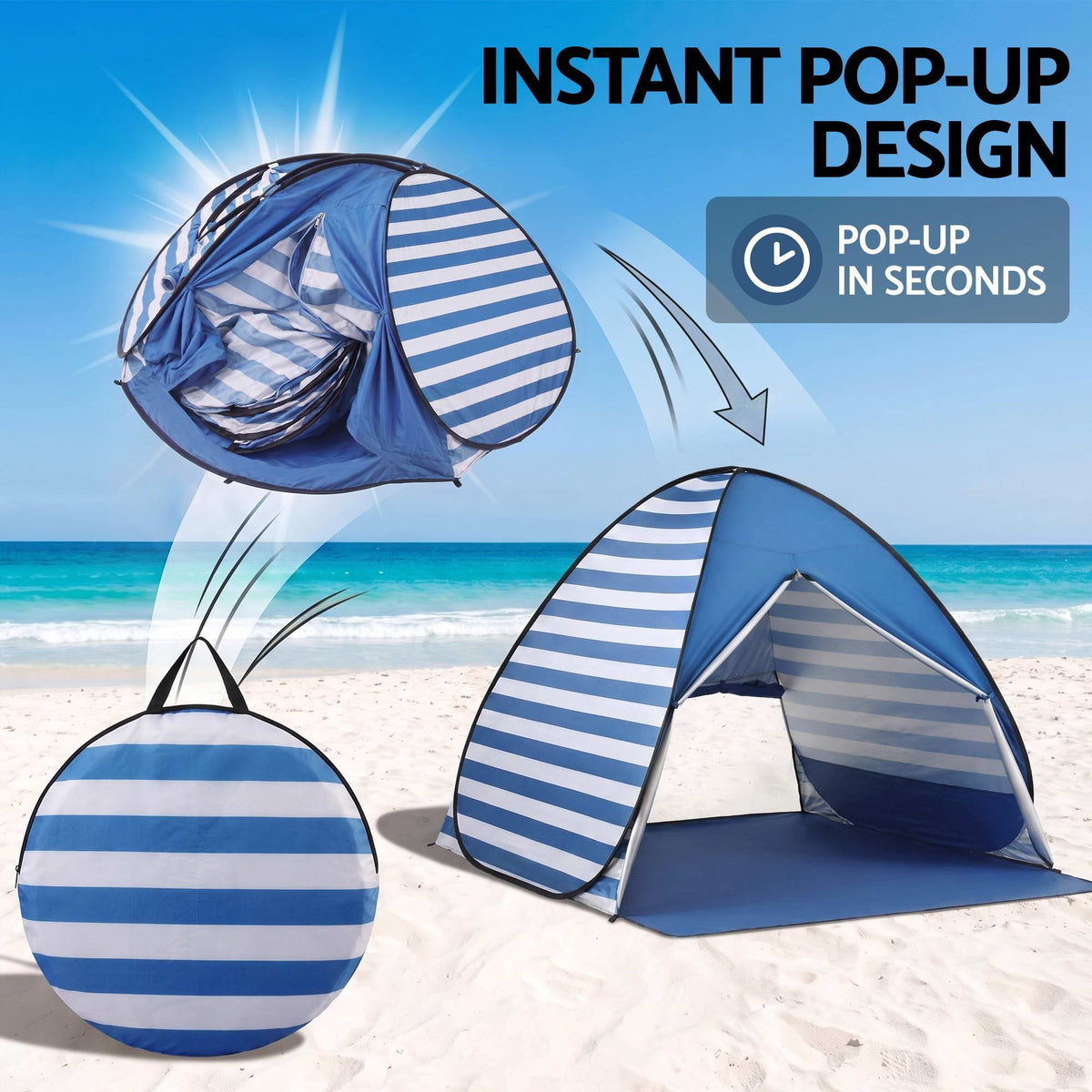 Alona.com.au Outdoor Recreation > Camping > Tents Weisshorn Pop Up Beach Tent UPF50+ Sun Shade 2-3 Person Lightweight