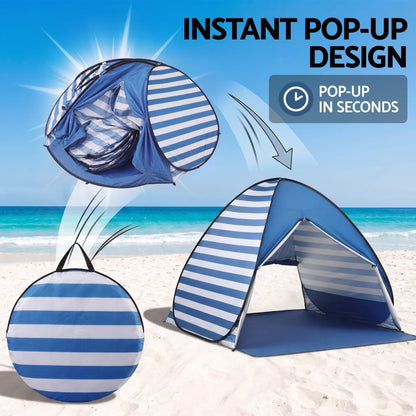 Alona.com.au Outdoor Recreation > Camping > Tents Weisshorn Pop Up Beach Tent UPF50+ Sun Shade 2-3 Person Lightweight