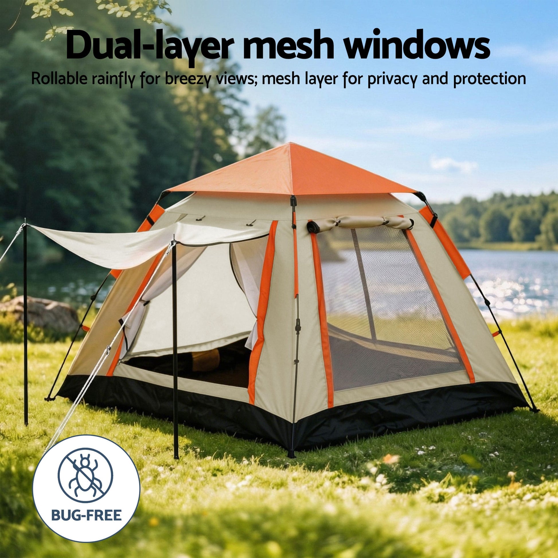 Alona.com.au Outdoor Recreation > Camping > Tents Weisshorn Pop Up Camping Tent 3-4 Person Automatic Tent Instant Setup Waterproof