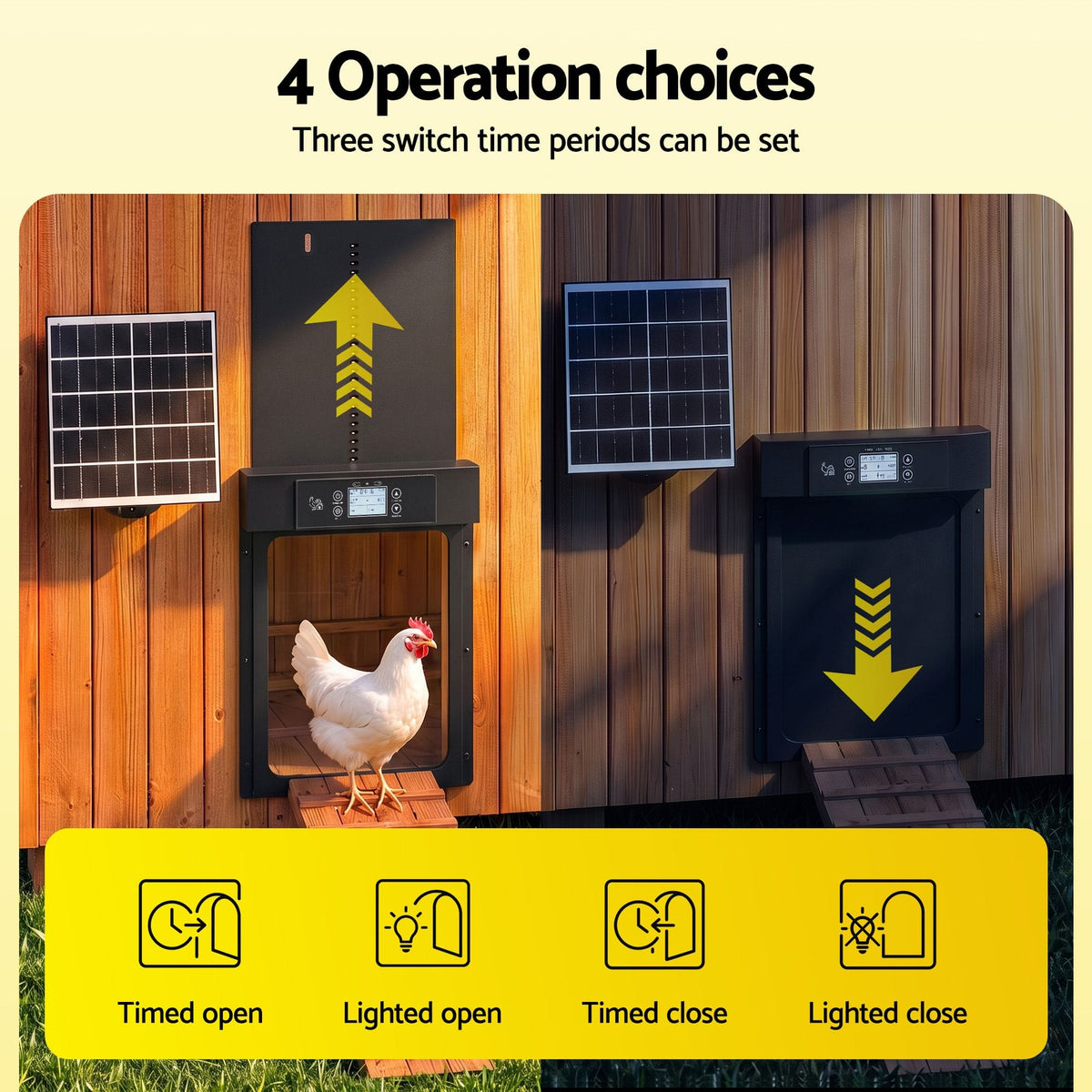 Alona.com.au Pet Care > Bird > Bird Cage Accessories Giantz Automatic Chicken Coop Door 37cm Solar Powered Smart App Control Black