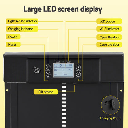 Alona.com.au Pet Care > Bird > Bird Cage Accessories Giantz Automatic Chicken Coop Door 37cm Solar Powered Smart App Control Black
