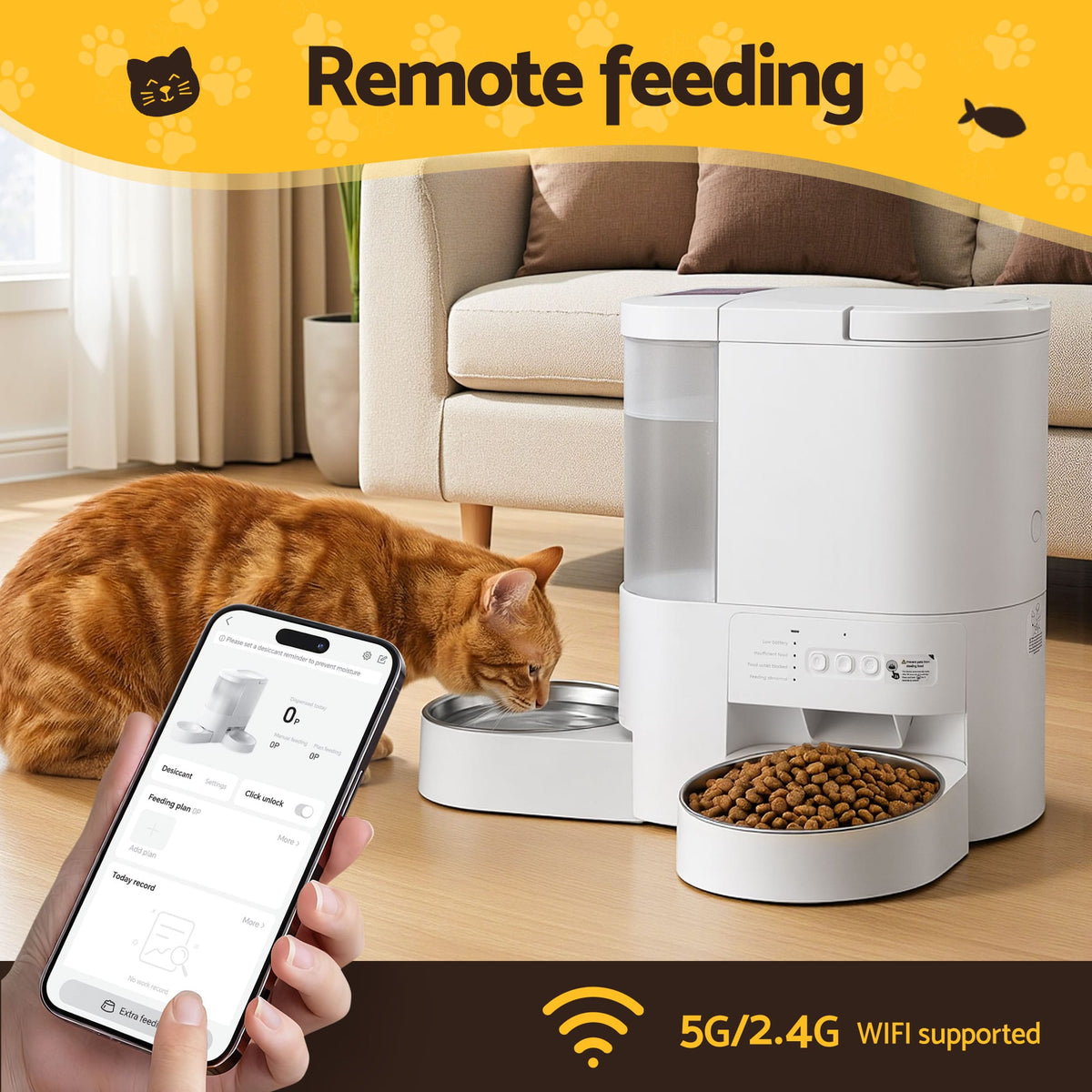 Alona.com.au Pet Care > Cat Supplies > Cat Bowls, Feeders & Waterers i.Pet Automatic Pet Feeder Water Dispenser 2-in-1 Smart WiFi Dog Cat Food 4L