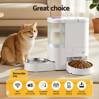 Alona.com.au Pet Care > Cat Supplies > Cat Bowls, Feeders & Waterers i.Pet Automatic Pet Feeder Water Dispenser 2-in-1 Smart WiFi Dog Cat Food 4L
