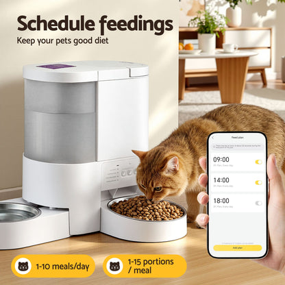Alona.com.au Pet Care > Cat Supplies > Cat Bowls, Feeders & Waterers i.Pet Automatic Pet Feeder Water Dispenser 2-in-1 Smart WiFi Dog Cat Food 4L