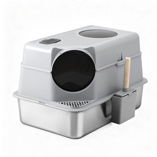 Alona.com.au Pet Care > Cat Supplies > Cat Litter i.Pet Cat Litter Box Large Stainless Steel High Sided Pet Toilet Odour Control