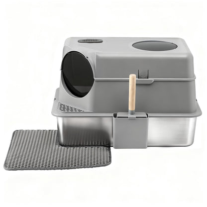 Alona.com.au Pet Care > Cat Supplies > Cat Litter i.Pet Cat Litter Box Large Stainless Steel High Sided Pet Toilet Odour Control