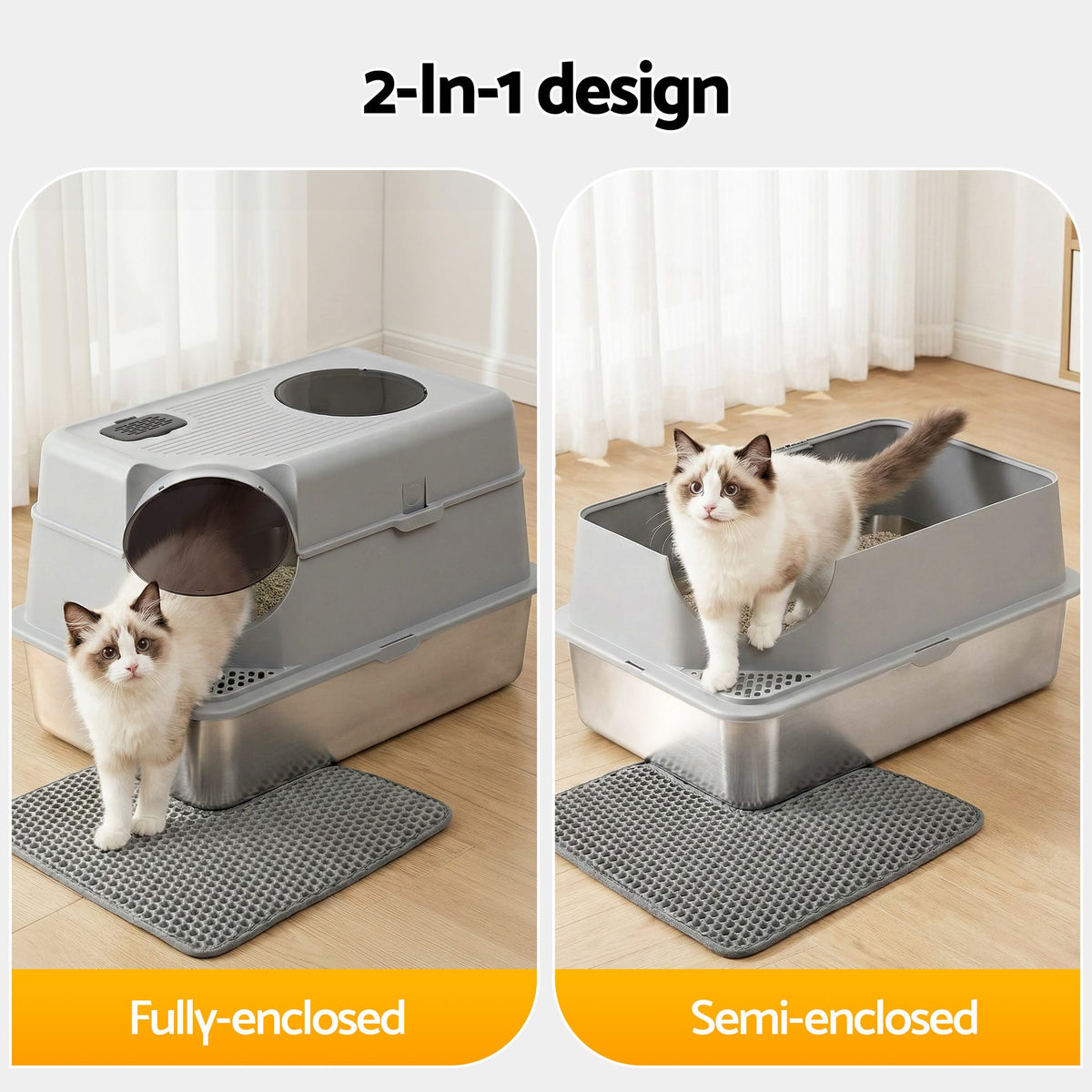 Alona.com.au Pet Care > Cat Supplies > Cat Litter i.Pet Cat Litter Box Large Stainless Steel High Sided Pet Toilet Odour Control