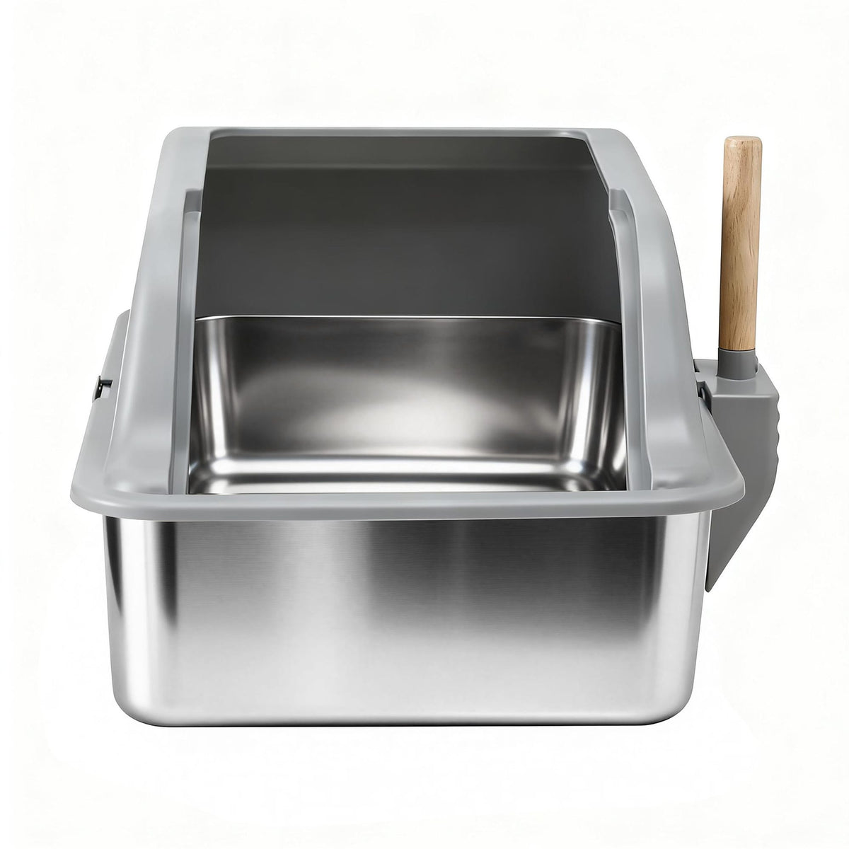 Alona.com.au Pet Care > Cat Supplies > Cat Litter i.Pet Cat Litter Box Stainless Steel Large Semi-Enclosed Pet Kitty Toilet Grey