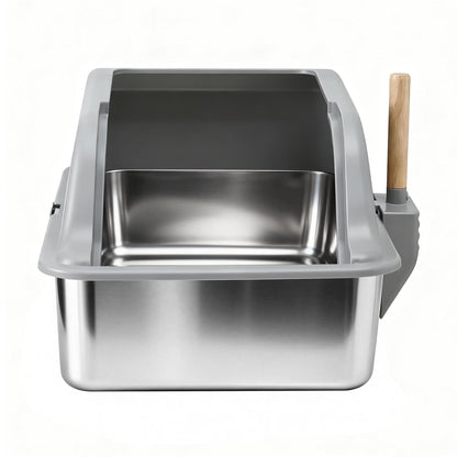 Alona.com.au Pet Care > Cat Supplies > Cat Litter i.Pet Cat Litter Box Stainless Steel Large Semi-Enclosed Pet Kitty Toilet Grey