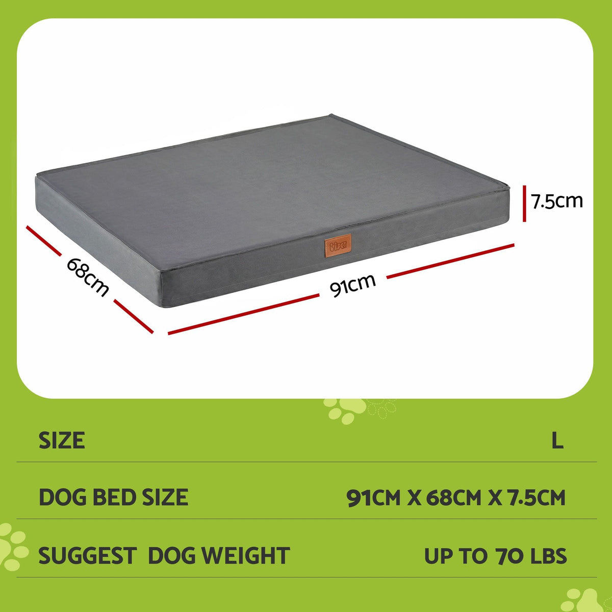 Alona.com.au Pet Care > Dog Supplies > Dog Beds i.Pet Dog Bed Large Water-resistant Egg Crate Foam Orthopedic Pet Mat Grey