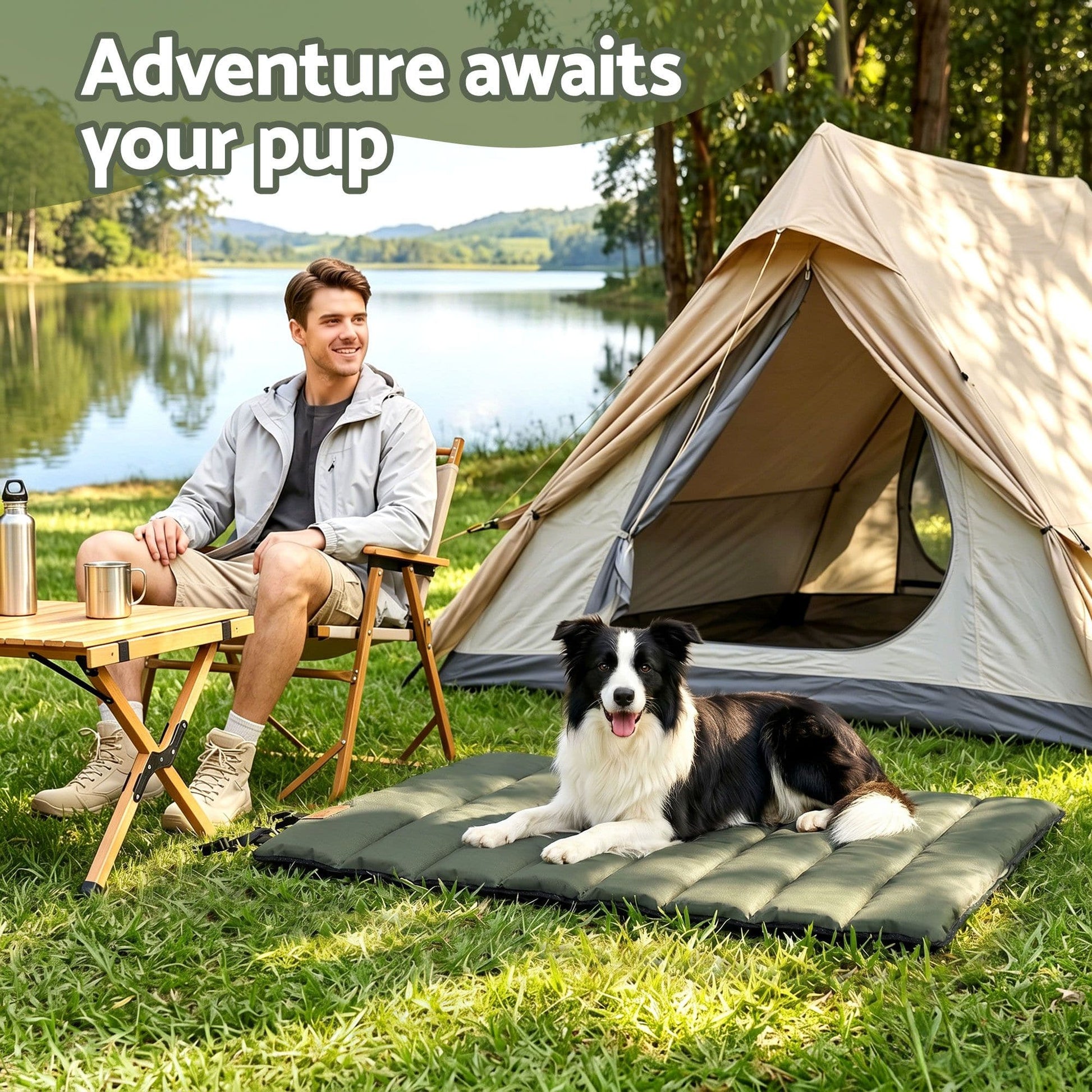 Alona.com.au Pet Care > Dog Supplies > Dog Beds i.Pet Outdoor Dog Bed Large Water-resistant Washable Foldable Travel Dog Mat Green