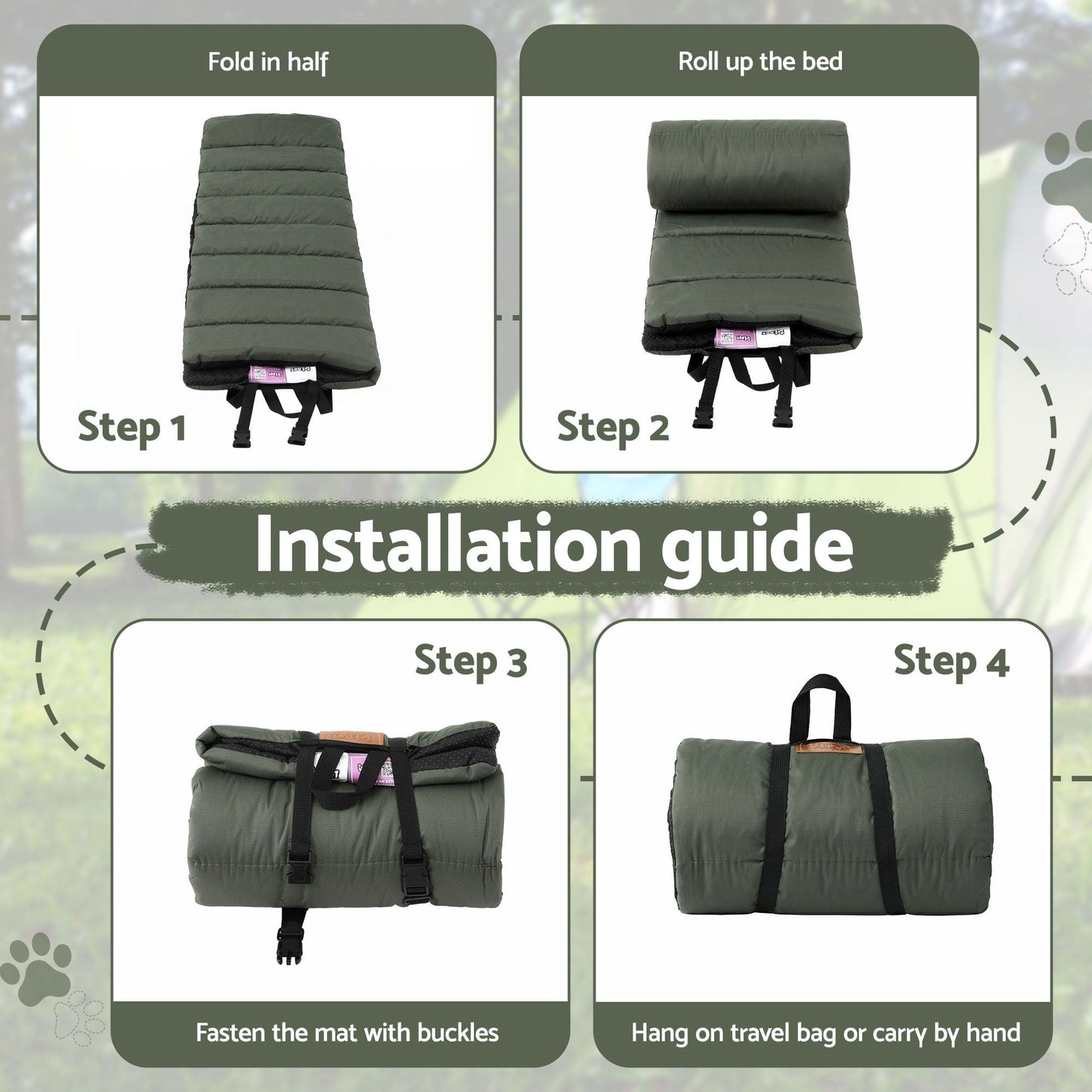 Alona.com.au Pet Care > Dog Supplies > Dog Beds i.Pet Outdoor Dog Bed Large Water-resistant Washable Foldable Travel Dog Mat Green