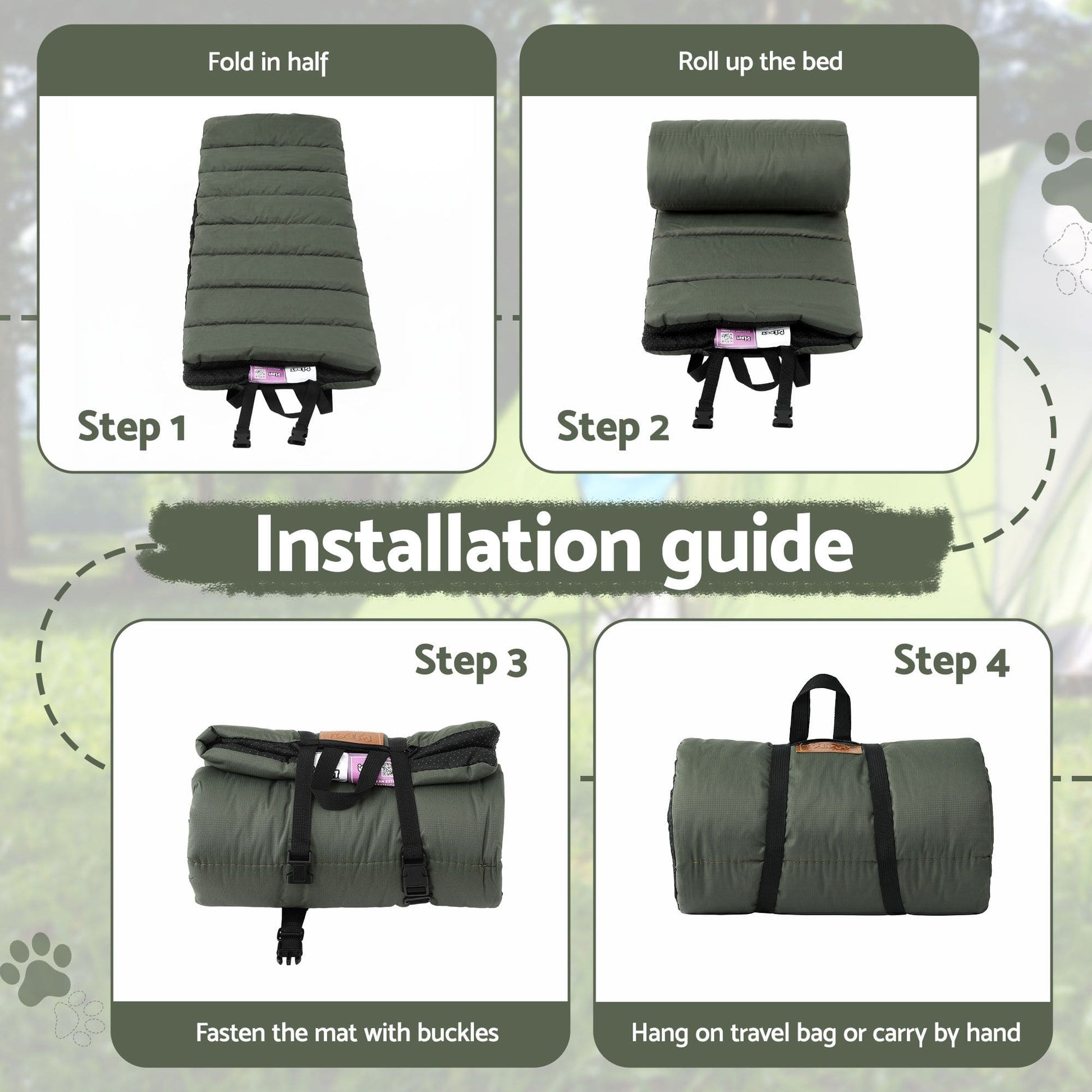 Alona.com.au Pet Care > Dog Supplies > Dog Beds i.Pet Outdoor Dog Bed Large Water-resistant Washable Foldable Travel Dog Mat Green