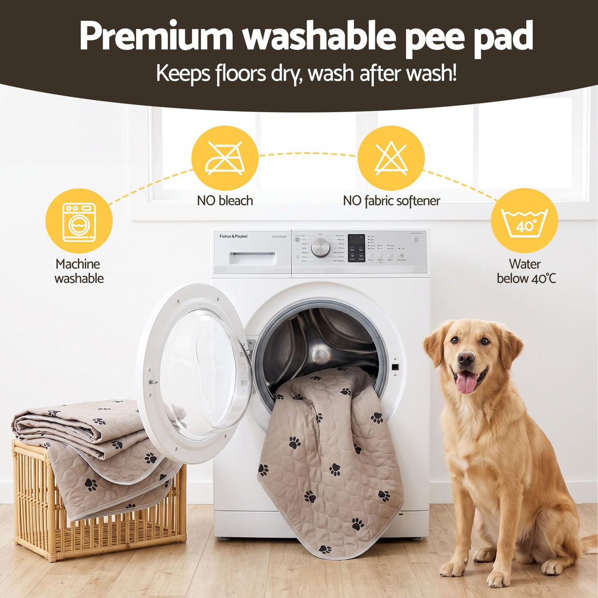 Alona.com.au Pet Care > Dog Supplies > Dog Training Aids i.Pet Pet Training Pads Washable Dog Pee Pads Puppy Toilet Mat 183x183cm