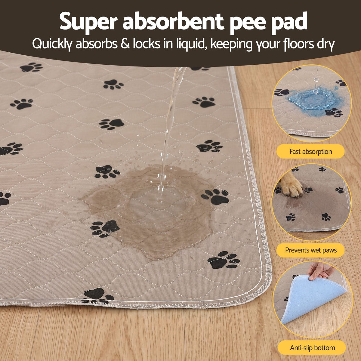 Alona.com.au Pet Care > Dog Supplies > Dog Training Aids i.Pet Pet Training Pads Washable Dog Pee Pads Puppy Toilet Mat 183x183cm