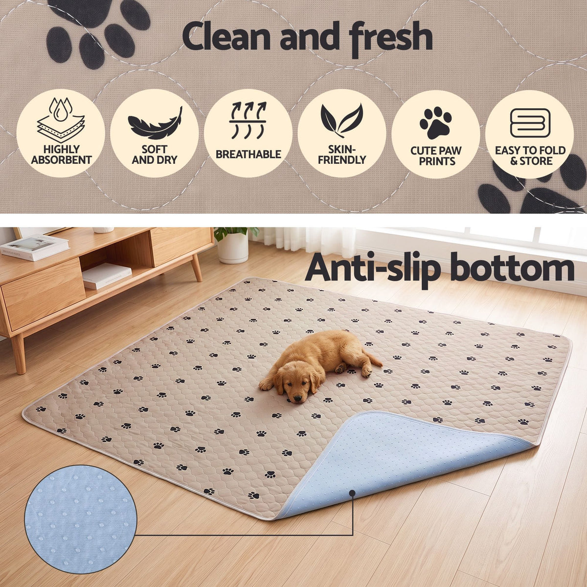 Alona.com.au Pet Care > Dog Supplies > Dog Training Aids i.Pet Pet Training Pads Washable Dog Pee Pads Puppy Toilet Mat 183x183cm
