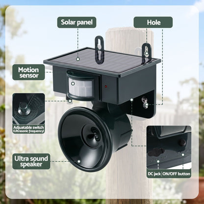 Alona.com.au Pet Care > Pest Control > Household Insect Repellents Gardeon Solar Ultrasonic Animal Deterrent PIR Motion Sensor Outdoor Garden Green