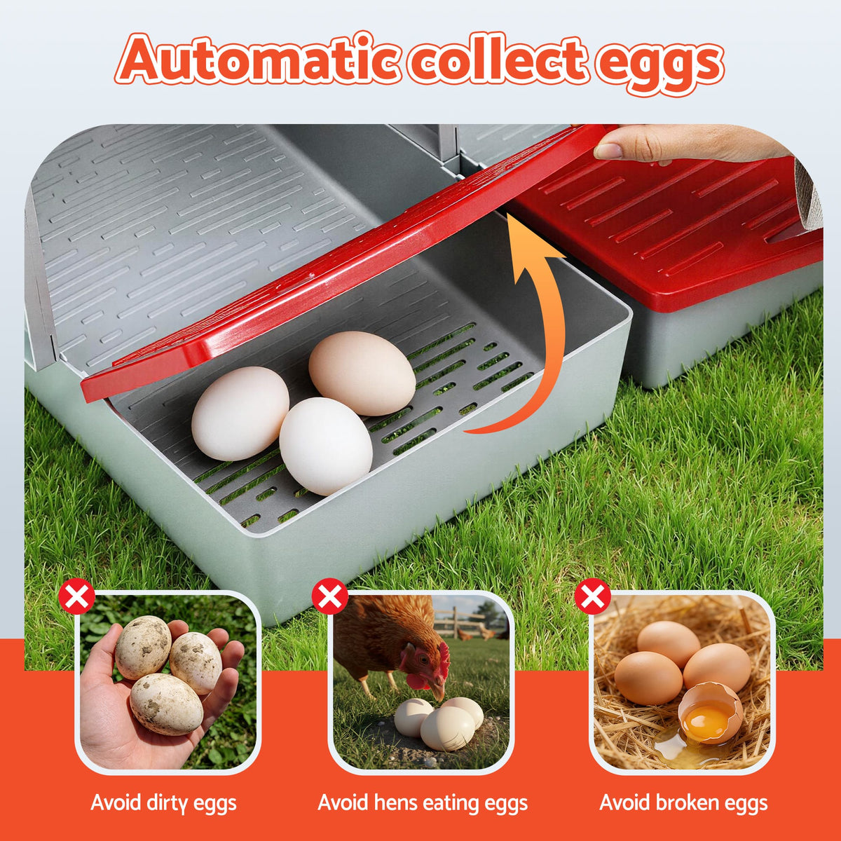 Alona.com.au Pet Care > Reptile & Amphibian Supplies > Reptile & Amphibian Habitats i.Pet Chicken Nesting Box 3 Hole Roll Away Poultry Hen Laying Egg Hutch Red