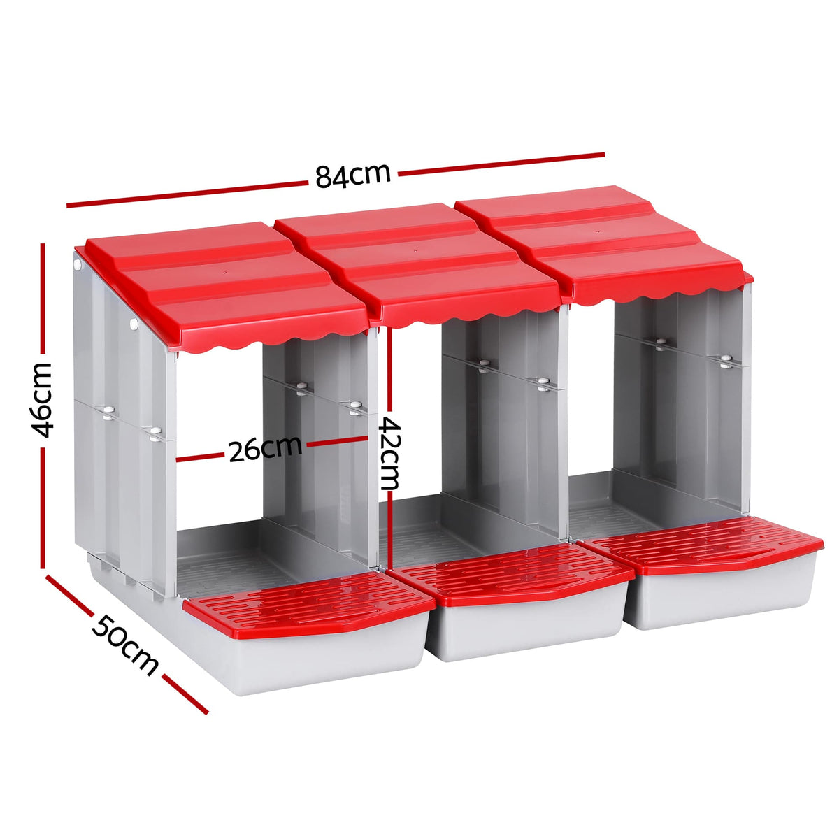 Alona.com.au Pet Care > Reptile & Amphibian Supplies > Reptile & Amphibian Habitats i.Pet Chicken Nesting Box 3 Hole Roll Away Poultry Hen Laying Egg Hutch Red