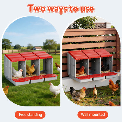 Alona.com.au Pet Care > Reptile & Amphibian Supplies > Reptile & Amphibian Habitats i.Pet Chicken Nesting Box 3 Hole Roll Away Poultry Hen Laying Egg Hutch Red