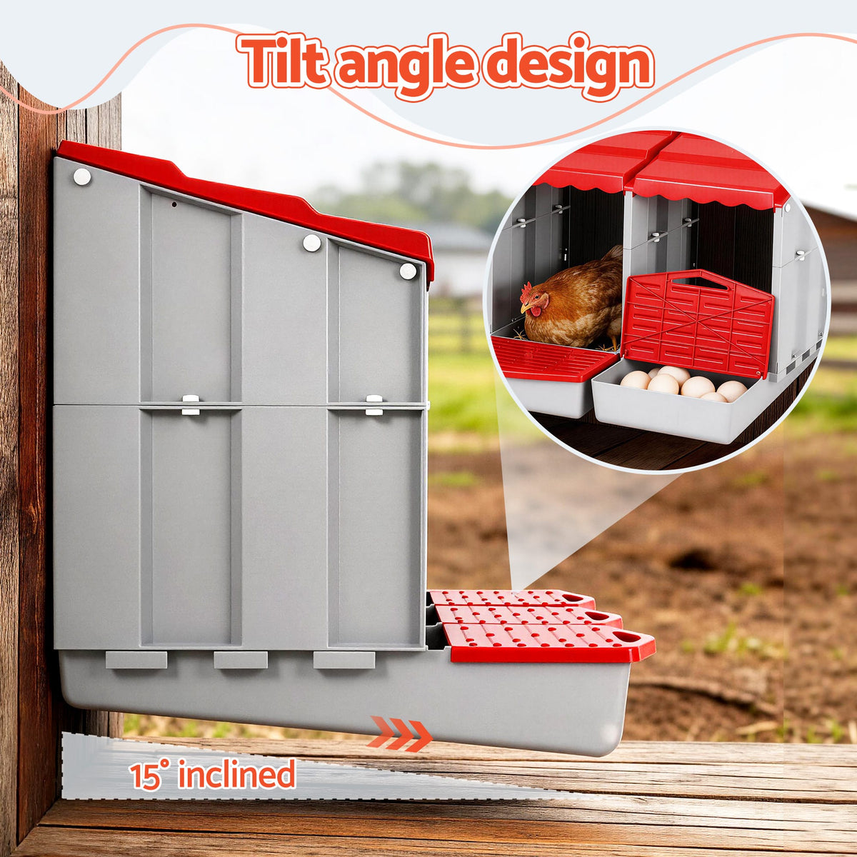 Alona.com.au Pet Care > Reptile & Amphibian Supplies > Reptile & Amphibian Habitats i.Pet Chicken Nesting Box 3 Hole Roll Away Poultry Hen Laying Egg Hutch Red