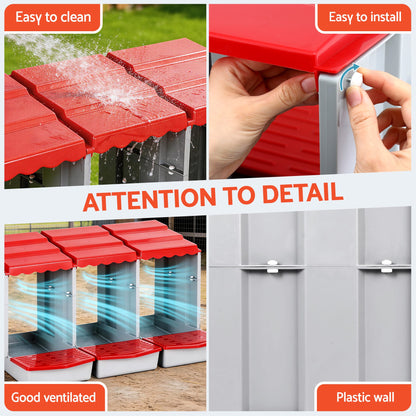 Alona.com.au Pet Care > Reptile & Amphibian Supplies > Reptile & Amphibian Habitats i.Pet Chicken Nesting Box 3 Hole Roll Away Poultry Hen Laying Egg Hutch Red