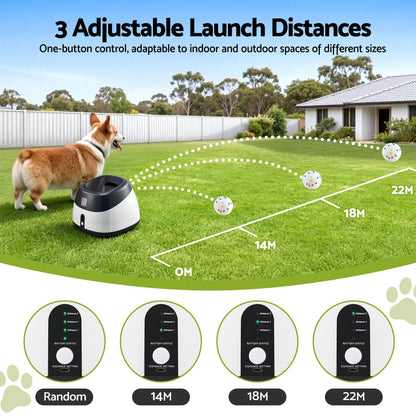 Alona.com.au Pet Care > Toys > Dog Toys i.Pet Dog Ball Launcher Thrower with 6 ETPU Balls & 14/18/22m Launch Distance Black
