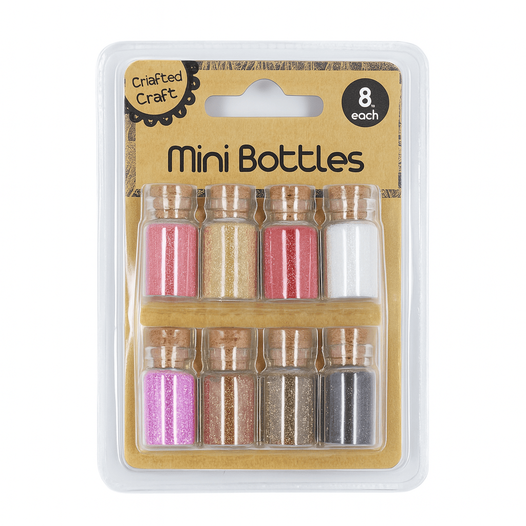 Alona.com.au Round Balls 8x Mini Full Clear Glass Bottle Cork Top Bead Tiny Craft Jars Sequins Bottles