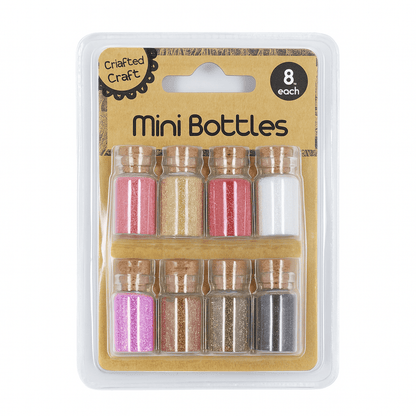 Alona.com.au Round Balls 8x Mini Full Clear Glass Bottle Cork Top Bead Tiny Craft Jars Sequins Bottles