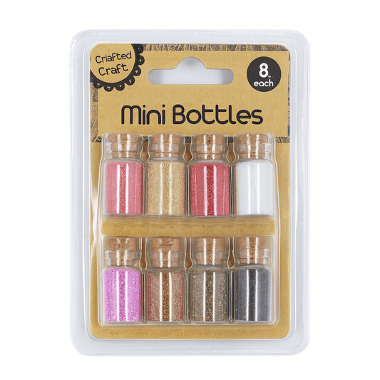 Alona.com.au Round Balls 8x Mini Full Clear Glass Bottle Cork Top Bead Tiny Craft Jars Sequins Bottles